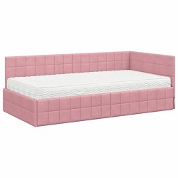Cadre de lit d'angle avec matelas 2 pcs Gris Velours 542708542708