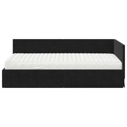 Cadre de lit d'angle avec matelas 2 pcs Noir Velours 542710542710