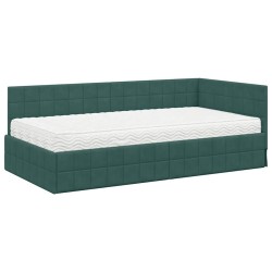 Cadre de lit d'angle avec matelas 2 pcs Vert Velours 542711542711