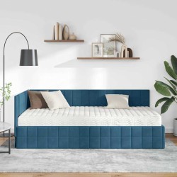 Cadre de lit d'angle avec matelas 2 pcs Bleu Velours 542712542712