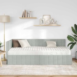 Cadre de lit d'angle avec matelas 2 pcs Gris clair Velours 542714542714