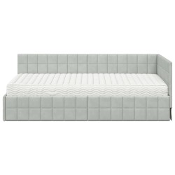 Cadre de lit d'angle avec matelas 2 pcs Gris clair Velours 542714542714