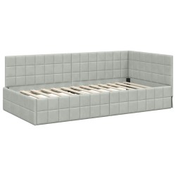 Cadre de lit d'angle avec matelas 2 pcs Gris clair Velours 542714542714