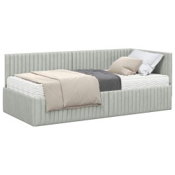Cadre de lit d'angle avec matelas 2 pcs Gris clair Velours 542716542716