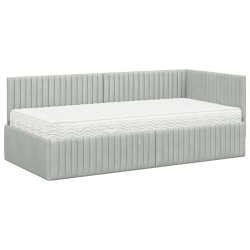 Cadre de lit d'angle avec matelas 2 pcs Gris clair Velours 542716542716