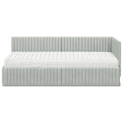 Cadre de lit d'angle avec matelas 2 pcs Gris clair Velours 542716542716