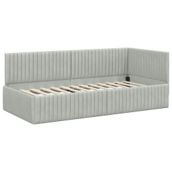 Cadre de lit d'angle avec matelas 2 pcs Gris clair Velours 542716542716
