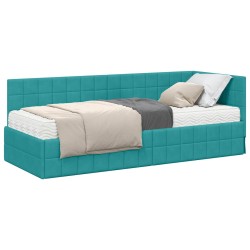 Cadre de lit d'angle avec matelas 2 pcs Turquoise Velours 542718542718