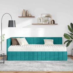 Cadre de lit d'angle avec matelas 2 pcs Turquoise Velours 542718542718