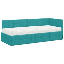 Cadre de lit d'angle avec matelas 2 pcs Turquoise Velours 542718542718