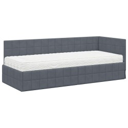 Cadre de lit d'angle avec matelas 2 pcs Gris Velours 542719542719