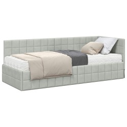 Cadre de lit d'angle avec matelas 2 pcs Gris clair Velours 542720542720