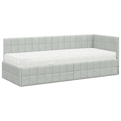Cadre de lit d'angle avec matelas 2 pcs Gris clair Velours 542720542720