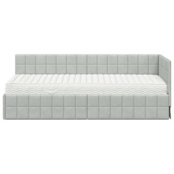 Cadre de lit d'angle avec matelas 2 pcs Gris clair Velours 542720542720
