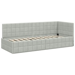 Cadre de lit d'angle avec matelas 2 pcs Gris clair Velours 542720542720