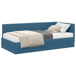 Cadre de lit d'angle avec matelas 2 pcs Bleu Velours 542721542721