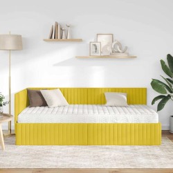 Cadre de lit d'angle avec matelas 2 pcs Jaune Velours 542722542722