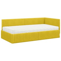 Cadre de lit d'angle avec matelas 2 pcs Jaune Velours 542722542722