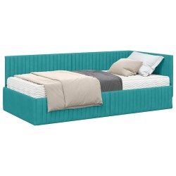 Cadre de lit d'angle avec matelas 2 pcs Turquoise Velours 542723542723