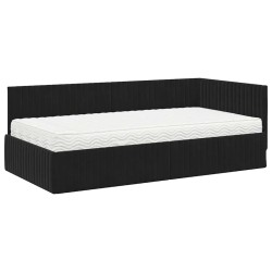 Cadre de lit d'angle avec matelas 2 pcs Noir Velours 542725542725