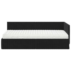 Cadre de lit d'angle avec matelas 2 pcs Noir Velours 542725542725
