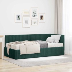 Cadre de lit d'angle avec matelas 2 pcs Vert Velours 542727542727
