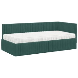 Cadre de lit d'angle avec matelas 2 pcs Vert Velours 542727542727