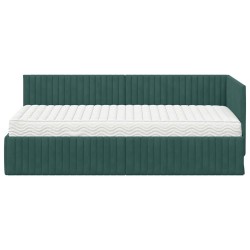 Cadre de lit d'angle avec matelas 2 pcs Vert Velours 542727542727