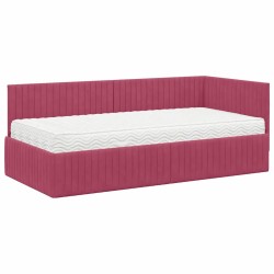 Cadre de lit d'angle avec matelas 2 pcs Vert Velours 542728542728