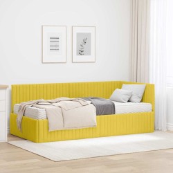 Cadre de lit d'angle avec matelas 2 pcs Jaune Velours 542729542729