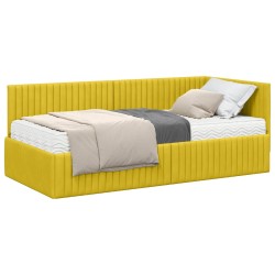 Cadre de lit d'angle avec matelas 2 pcs Jaune Velours 542729542729