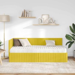 Cadre de lit d'angle avec matelas 2 pcs Jaune Velours 542729542729