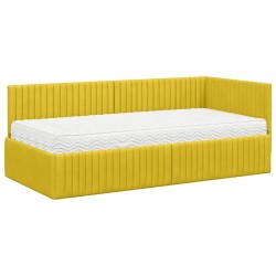 Cadre de lit d'angle avec matelas 2 pcs Jaune Velours 542729542729