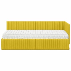Cadre de lit d'angle avec matelas 2 pcs Jaune Velours 542729542729