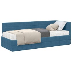 Cadre de lit d'angle avec matelas 2 pcs Bleu Velours 542730542730