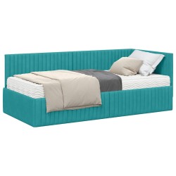 Cadre de lit d'angle avec matelas 2 pcs Turquoise Velours 542731542731