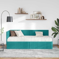 Cadre de lit d'angle avec matelas 2 pcs Turquoise Velours 542731542731