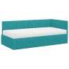 Cadre de lit d'angle avec matelas 2 pcs Turquoise Velours 542731542731