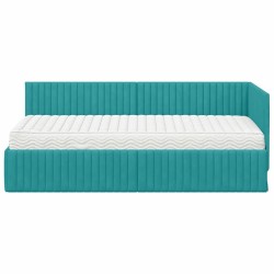 Cadre de lit d'angle avec matelas 2 pcs Turquoise Velours 542731542731