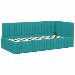 Cadre de lit d'angle avec matelas 2 pcs Turquoise Velours 542731542731