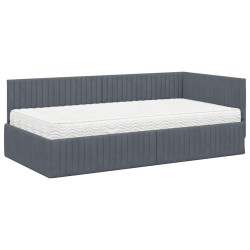 Cadre de lit d'angle avec matelas 2 pcs Gris Velours 542732542732