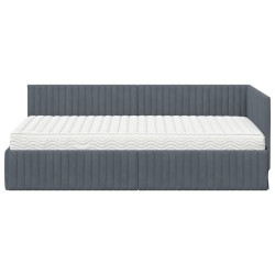 Cadre de lit d'angle avec matelas 2 pcs Gris Velours 542732542732