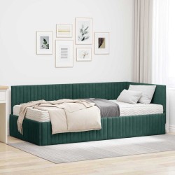 Cadre de lit d'angle avec matelas 2 pcs Vert Velours 542733542733