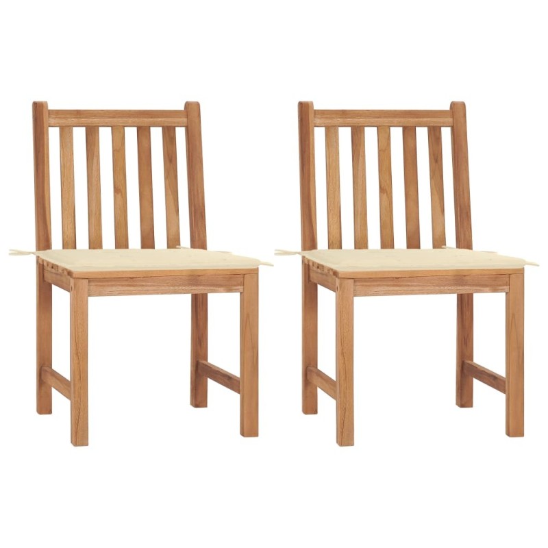 Chaises de jardin lot de 2 avec coussins Bois de teck massif 542736542736