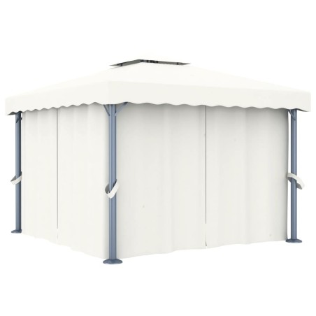 Tonnelle avec rideau 3x3 m Blanc crème Aluminium 542806542806