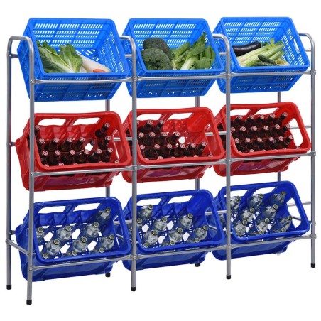 Étagère de rangement pour 9 caisses Argenté 145x33x116 cm Acier 542888542888