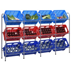 Étagère de rangement pour 12 caisses Argenté 190x33x116cm Acier 542889542889