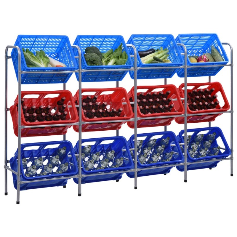 Étagère de rangement pour 12 caisses Argenté 190x33x116cm Acier 542889542889