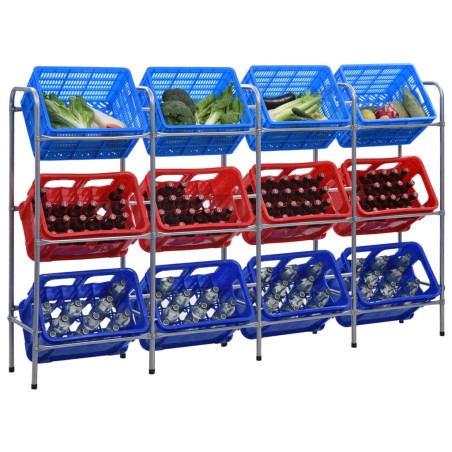 Étagère de rangement pour 12 caisses Argenté 190x33x116cm Acier 542889542889