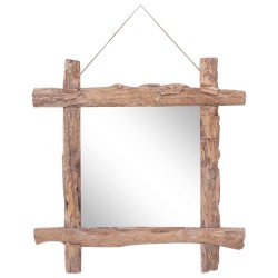 Miroir à bûches Naturel 70x70 cm bois de teck recyclé 542895542895